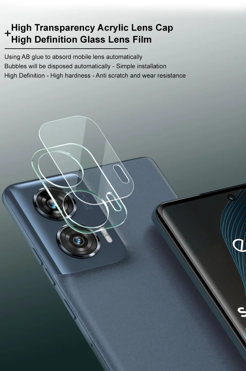 IMAK For Motorola Edge 50 Fusion 5G Tempered Glass Camera Lens Protector + Acrylic Lens Cap-Cellmalls