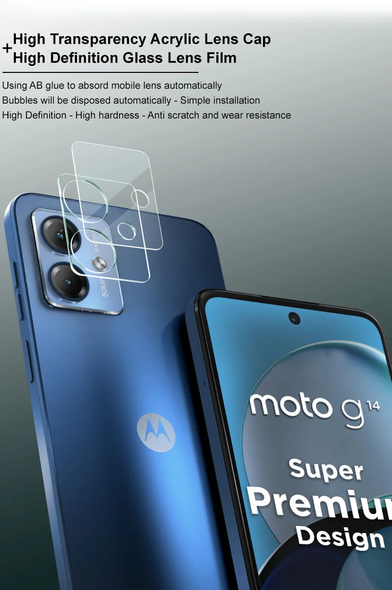 IMAK Lens Protector for Motorola Moto G14 4G Integrated Tempered Glass Lens Film + Acrylic Lens Cap-Cellmalls