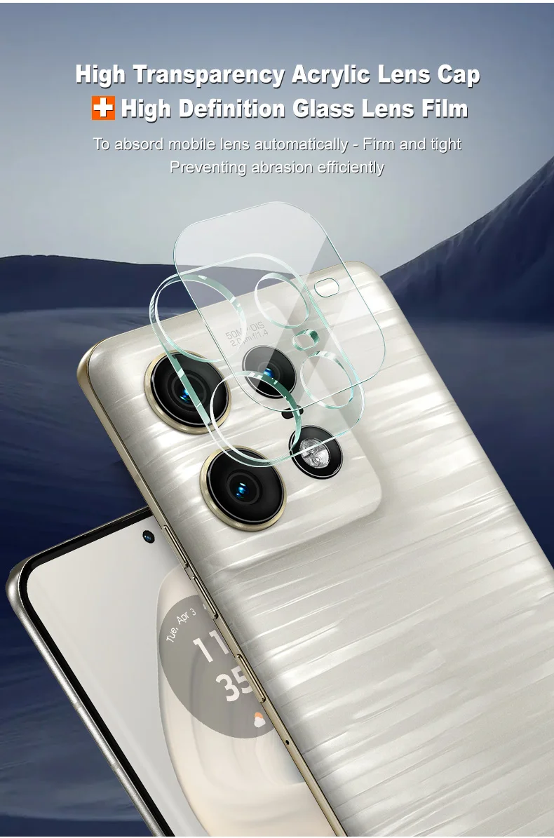IMAK For Motorola Edge 50 Pro 5G Camera Lens Protector Tempered Glass Film+Acrylic Lens Cap-Cellmalls