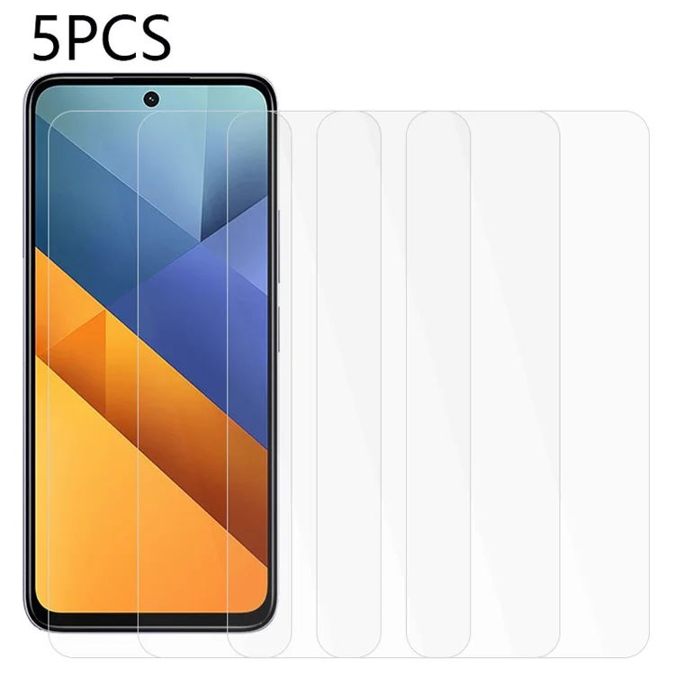 5PCS For Xiaomi Poco M6 4G Tempered Glass Screen Protector 2.5D Anti-Explosion Film-Cellmalls