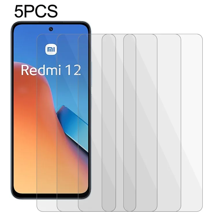 5Pcs For Xiaomi Redmi 12 5G (Global) / Poco M6 Pro 5G Tempered Glass Film 0.3mm Clear 2.5D Anti-Scratch Screen Protector-Cellmalls