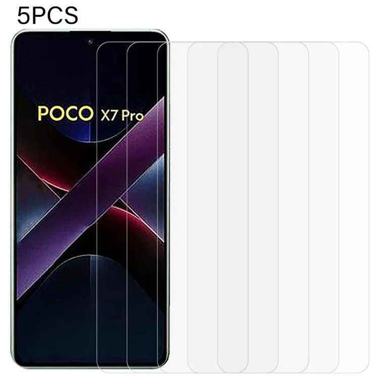 5Pcs For Xiaomi Poco X7 Pro 5G Screen Protector 0.3mm 2.5D Tempered Glass Clear Film-Cellmalls
