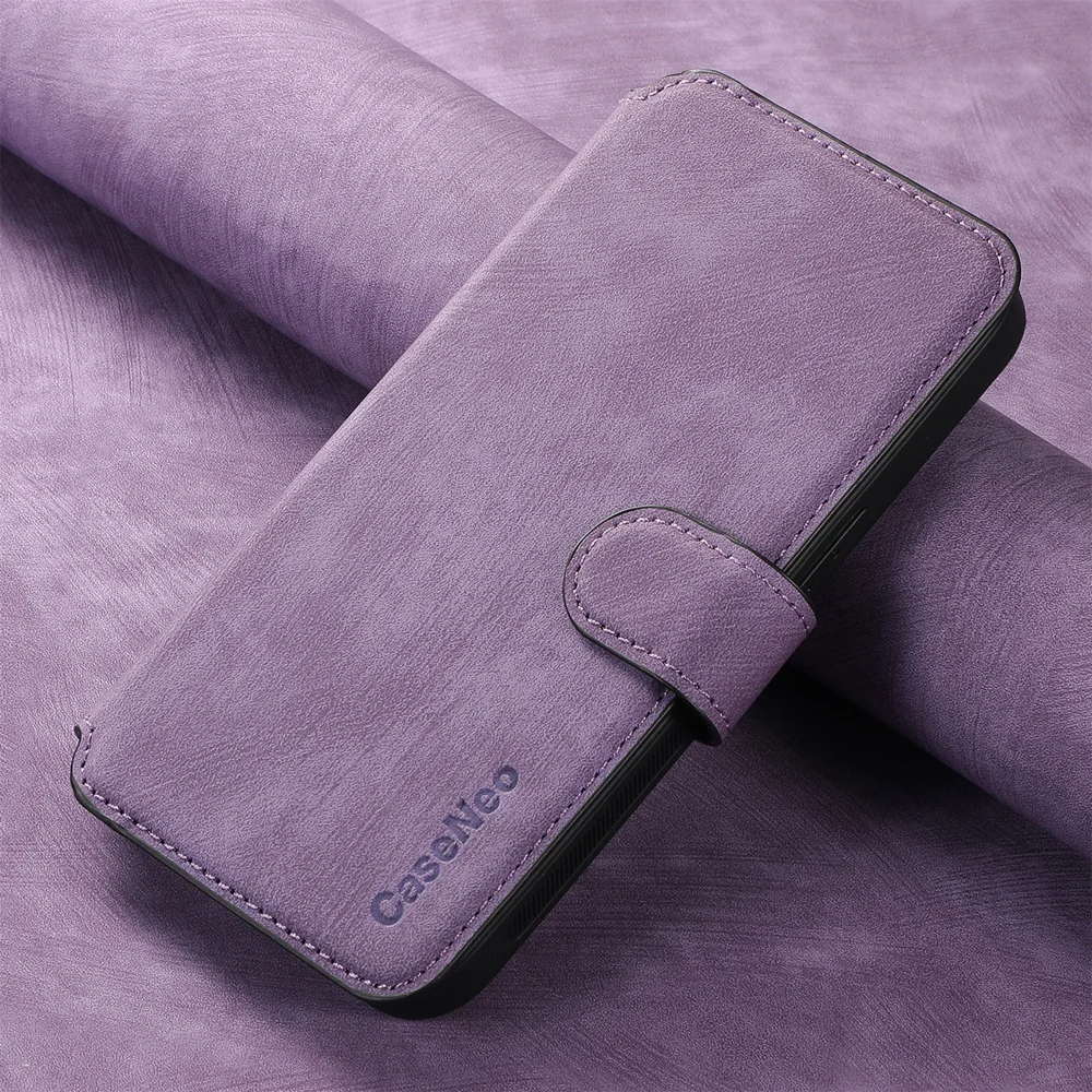 For Oppo Reno12 5G (Global) Magnetic Case CASENEO Detachable Leather Phone Wallet Cover - Purple-Cellmalls