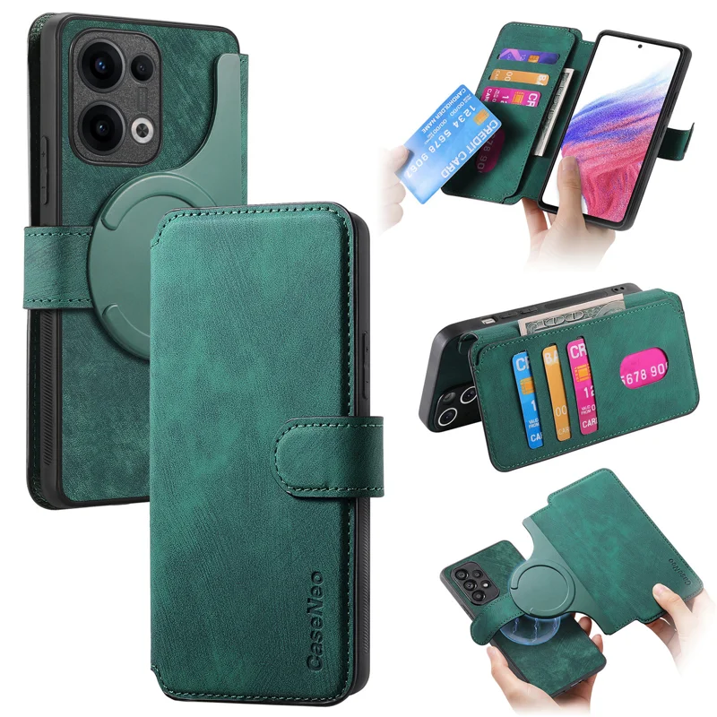 For Oppo Reno13 5G (Global) Magnetic Case CASENEO Detachable Leather Phone Wallet Cover - Purple-Cellmalls