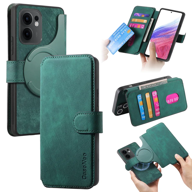 For Oppo Reno13 F 5G Magnetic Case CASENEO Detachable Leather Phone Wallet Cover - Purple-Cellmalls