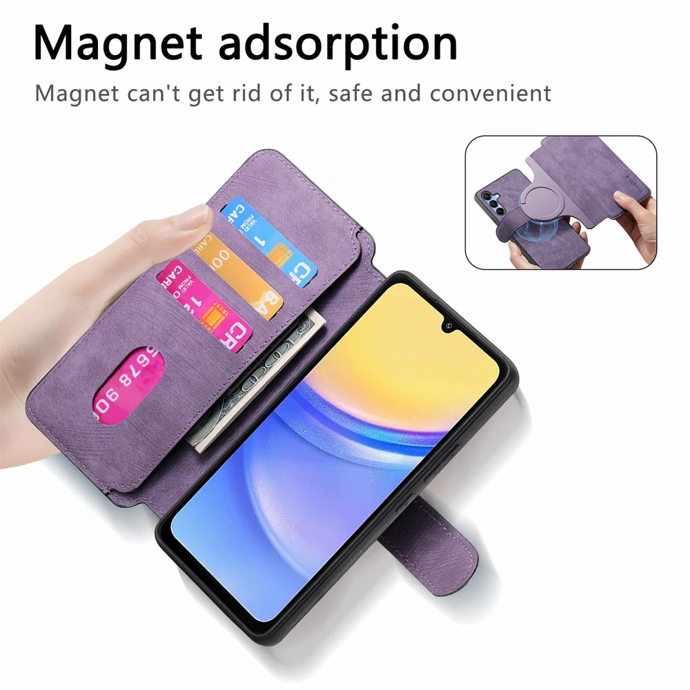 For Oppo Reno13 F 5G Magnetic Case CASENEO Detachable Leather Phone Wallet Cover - Purple-Cellmalls