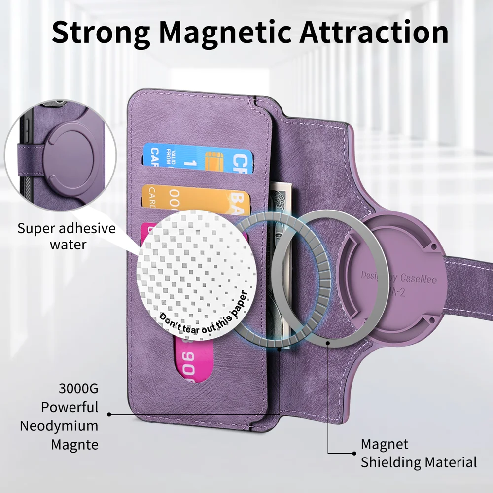 For Oppo Reno13 F 5G Magnetic Case CASENEO Detachable Leather Phone Wallet Cover - Purple-Cellmalls