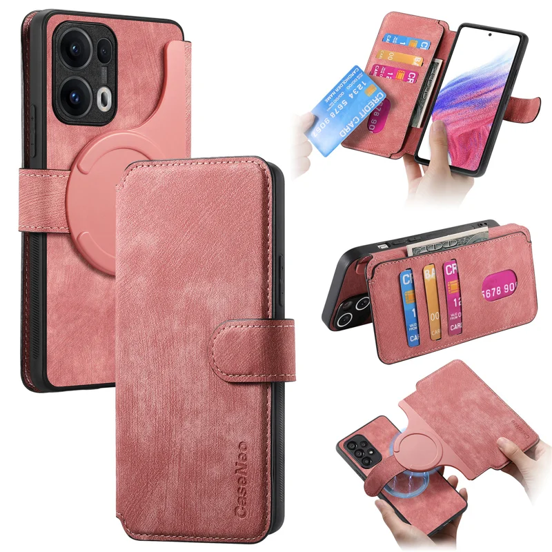 For Oppo Reno13 Pro 5G Magnetic Case CASENEO Detachable Leather Phone Wallet Cover - Purple-Cellmalls