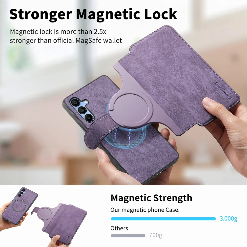 For Oppo Reno13 F 5G Magnetic Case CASENEO Detachable Leather Phone Wallet Cover - Purple-Cellmalls