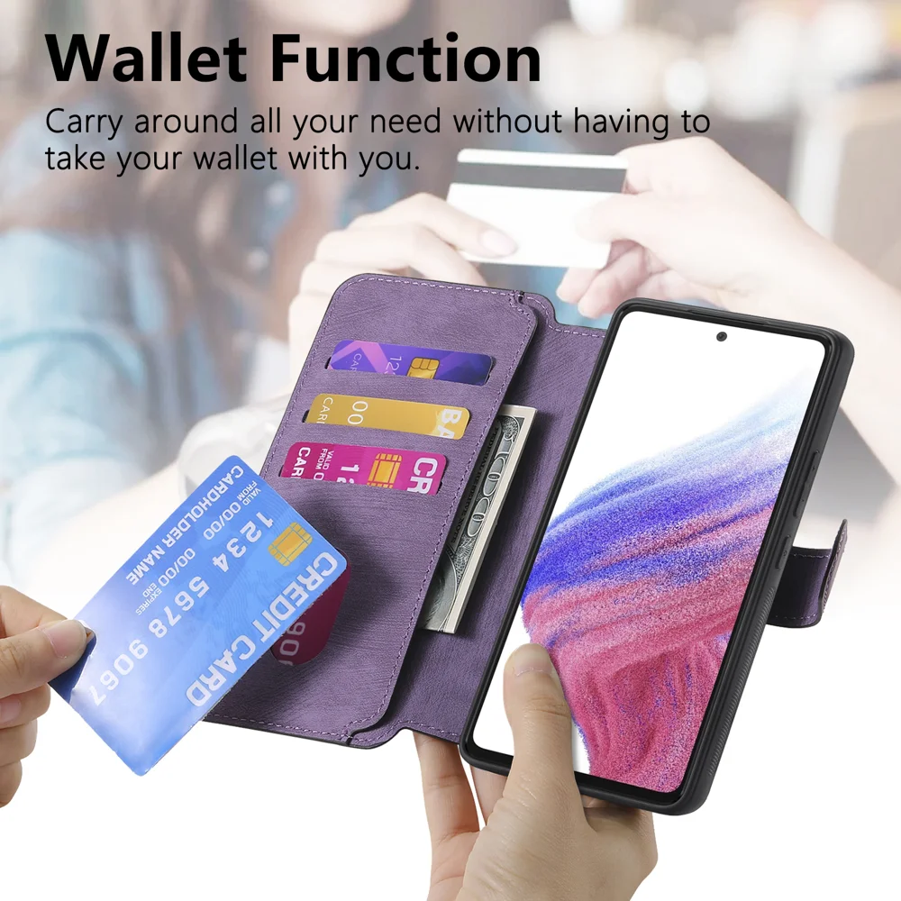 For Oppo Reno13 F 5G Magnetic Case CASENEO Detachable Leather Phone Wallet Cover - Purple-Cellmalls