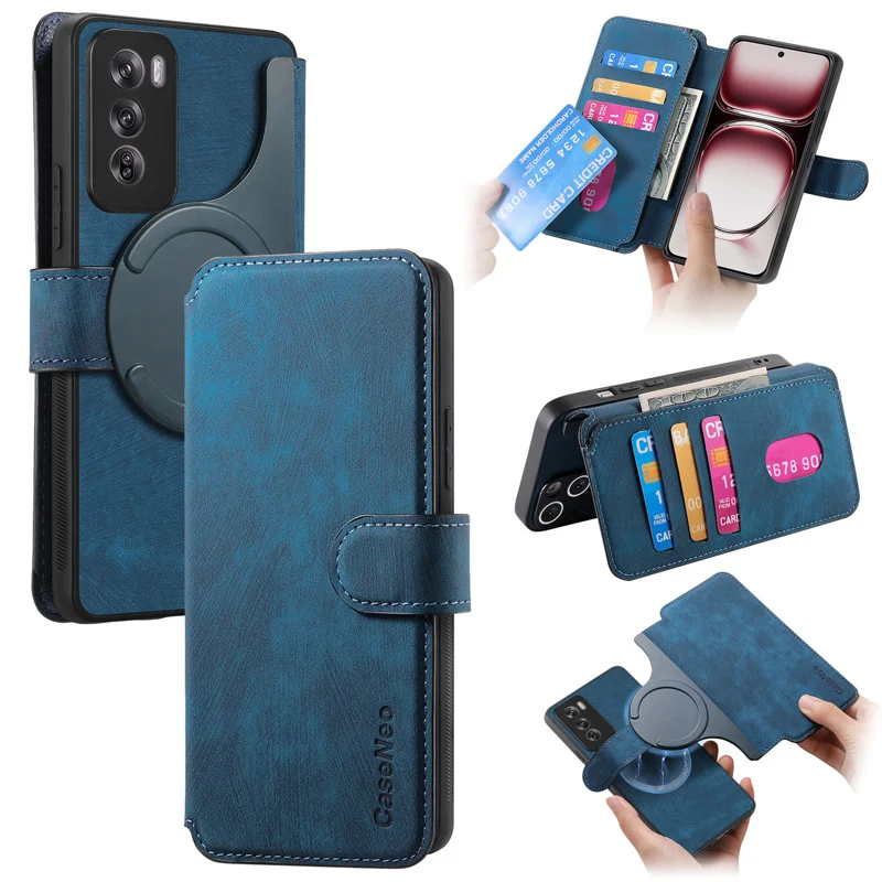 For Oppo Reno12 5G (Global) Magnetic Case CASENEO Detachable Leather Phone Wallet Cover - Purple-Cellmalls