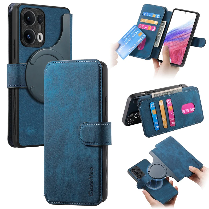 For Oppo Reno13 Pro 5G Magnetic Case CASENEO Detachable Leather Phone Wallet Cover - Purple-Cellmalls