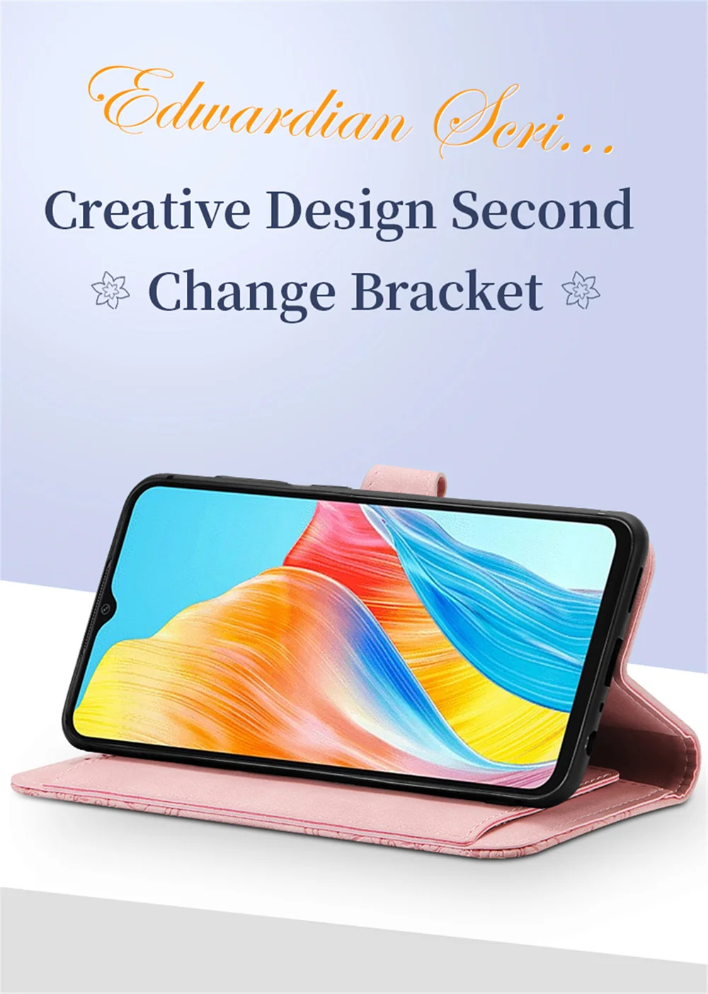 For Oppo A38 4G / A18 4G Zipper Wallet Case with Strap Flower Imprint PU Leather Phone Cover - Pink-Cellmalls