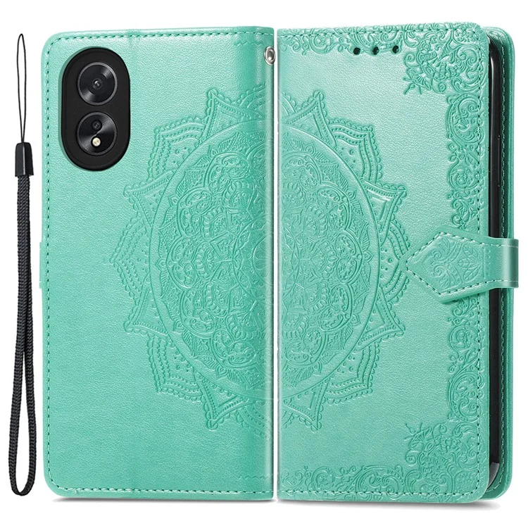 For Oppo A38 4G / A18 4G Case Mandala Embossed Stand PU Leather Phone Walelt Cover - Black-Cellmalls