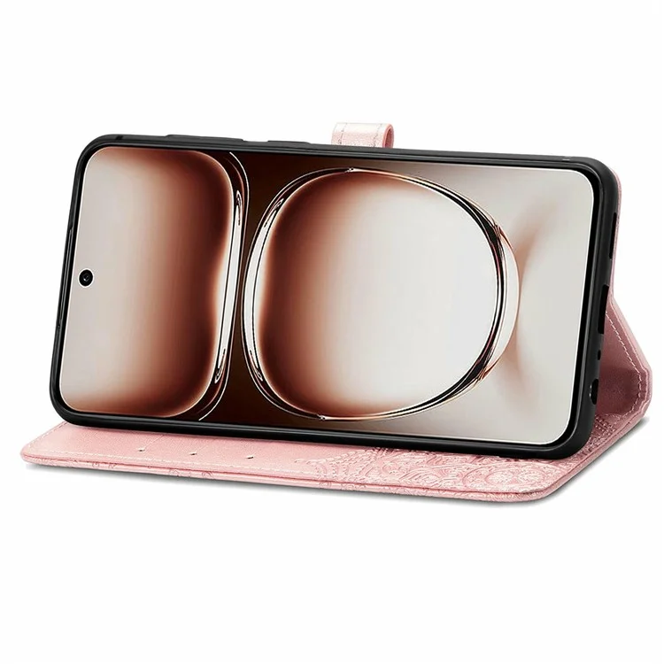 For Oppo A3x 5G Wallet Case Mandala Flower Leather Phone Cover Stand View - Rose Gold-Cellmalls