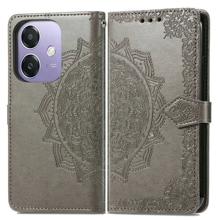 For Oppo A3x 5G Wallet Case Mandala Flower Leather Phone Cover Stand View - Rose Gold-Cellmalls