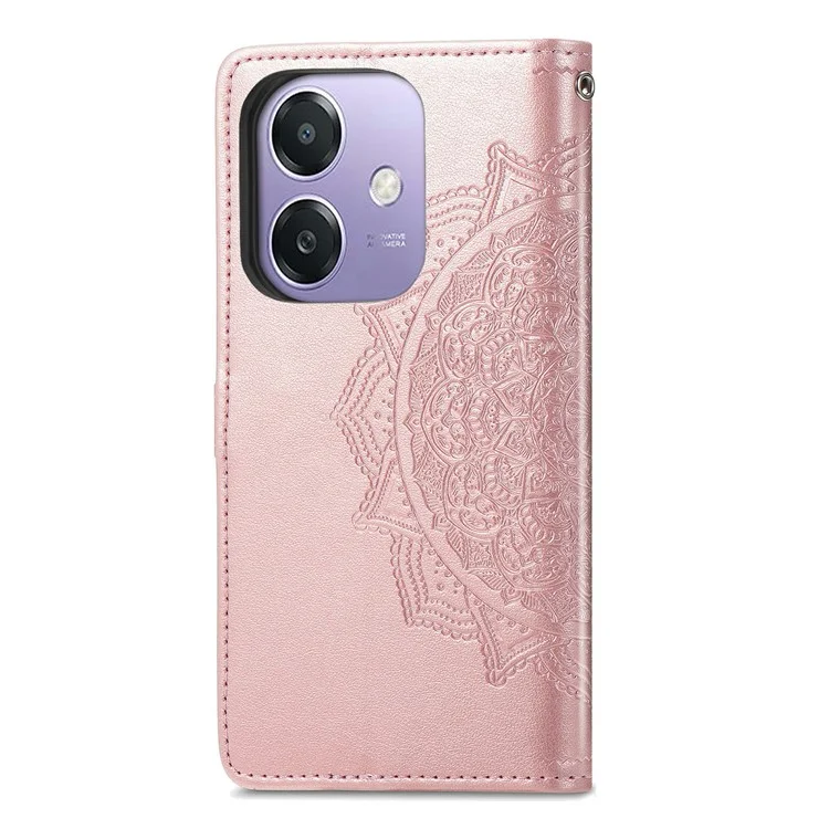 For Oppo A3x 5G Wallet Case Mandala Flower Leather Phone Cover Stand View - Rose Gold-Cellmalls