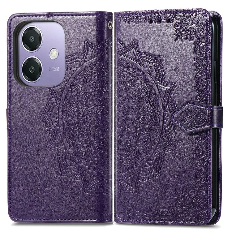 For Oppo A3x 5G Wallet Case Mandala Flower Leather Phone Cover Stand View - Rose Gold-Cellmalls
