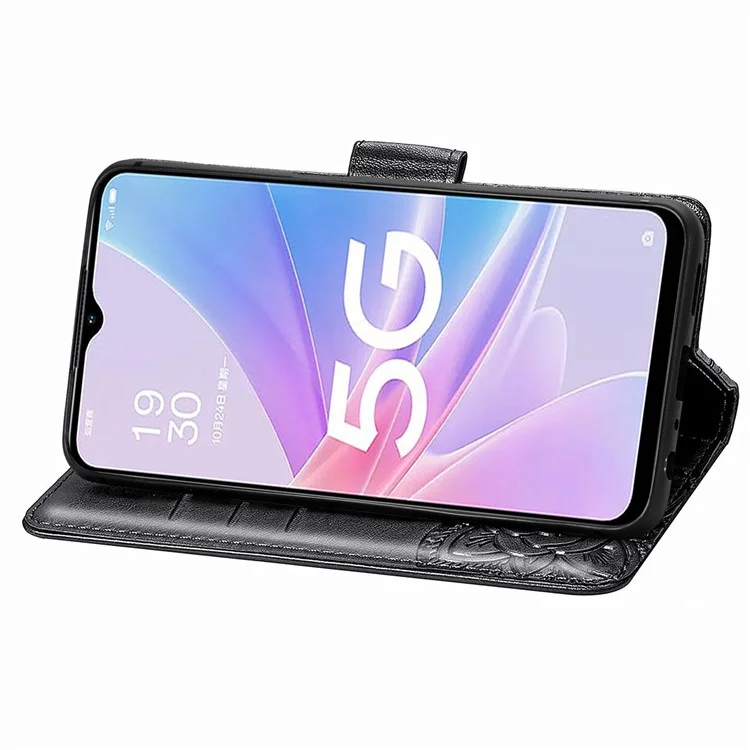 For Oppo A78 4G Wallet Case Imprinted Butterfly Leather Phone Cover Folding Stand - Black-Cellmalls