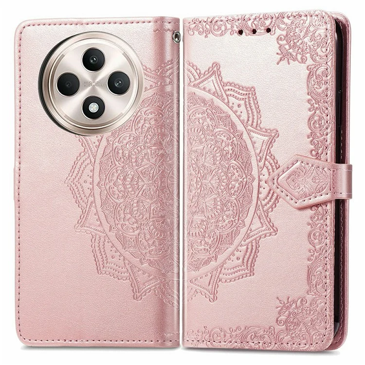 For Oppo F27 5G Wallet Case Mandala Flower Leather Phone Cover Stand View - Rose Gold-Cellmalls