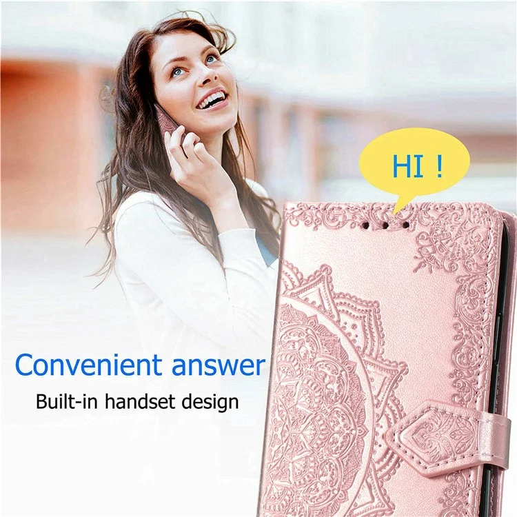 For Oppo F27 5G Wallet Case Mandala Flower Leather Phone Cover Stand View - Rose Gold-Cellmalls