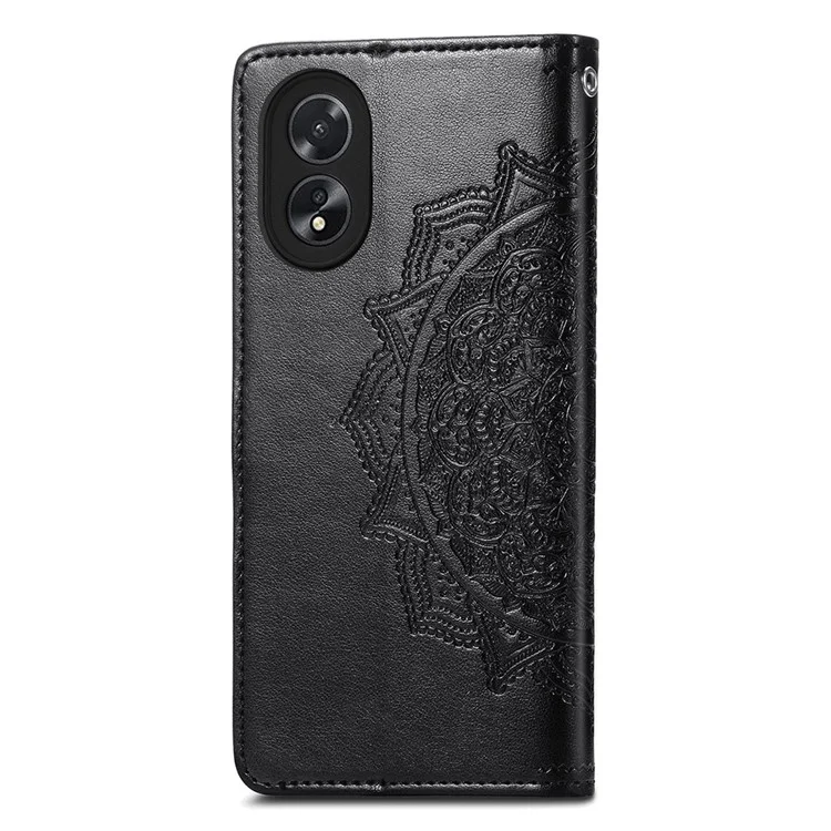For Oppo A38 4G / A18 4G Case Mandala Embossed Stand PU Leather Phone Walelt Cover - Black-Cellmalls