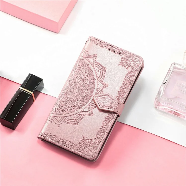 For Oppo A3x 5G Wallet Case Mandala Flower Leather Phone Cover Stand View - Rose Gold-Cellmalls