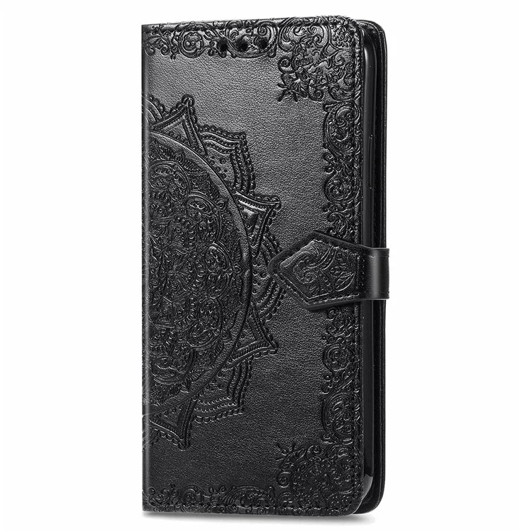 For Oppo Reno12 F 5G Wallet Case Mandala Flower Leather Phone Cover Stand View - Black-Cellmalls