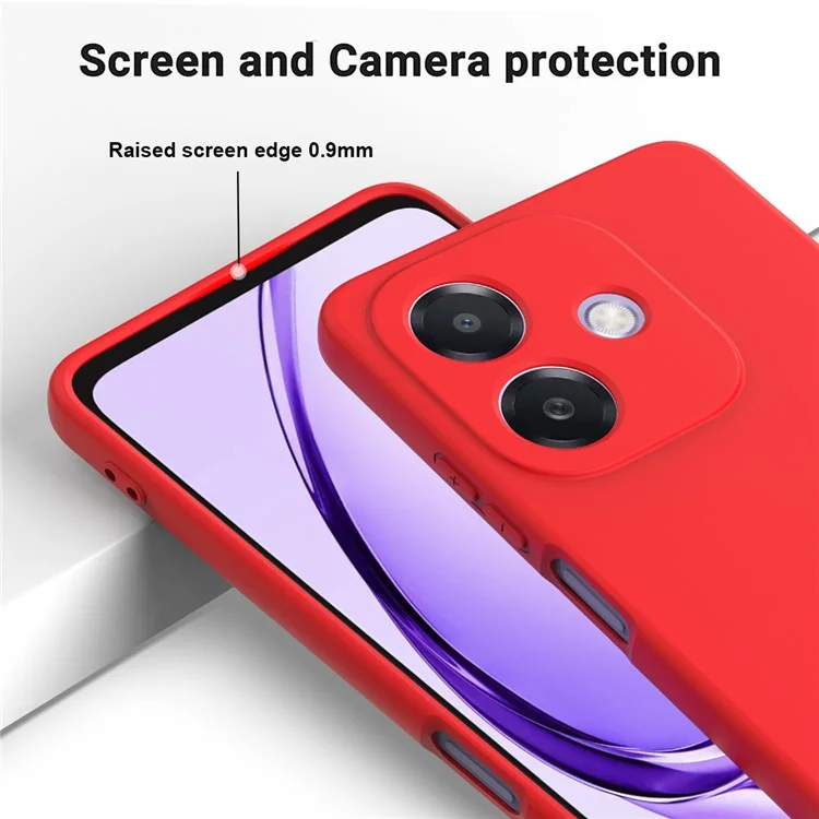 For Oppo A3x 5G / A40 4G Case Liquid Silicone Anti-Scratch Phone Cover with Hand Strap - Red-Cellmalls