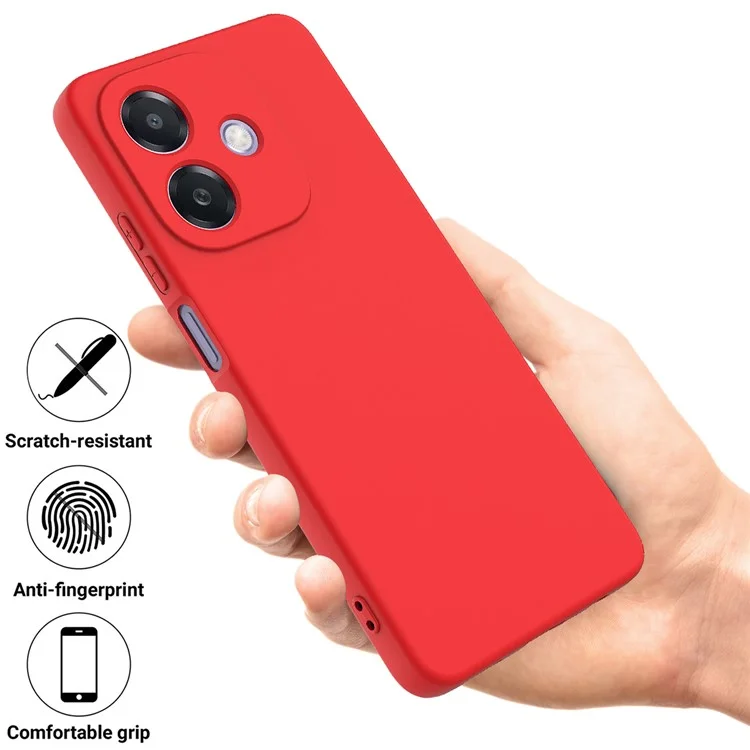 For Oppo A3x 5G / A40 4G Case Liquid Silicone Anti-Scratch Phone Cover with Hand Strap - Red-Cellmalls