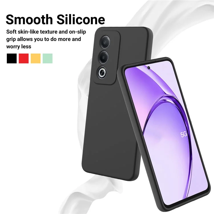 For Oppo A80 5G Case Liquid Silicone Anti-Scratch Phone Cover with Hand Strap - Black-Cellmalls