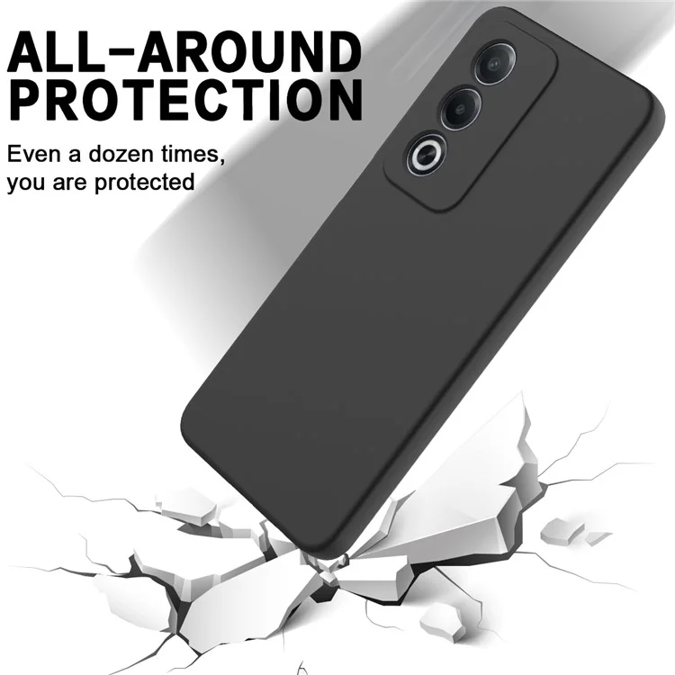 For Oppo A80 5G Case Liquid Silicone Anti-Scratch Phone Cover with Hand Strap - Black-Cellmalls