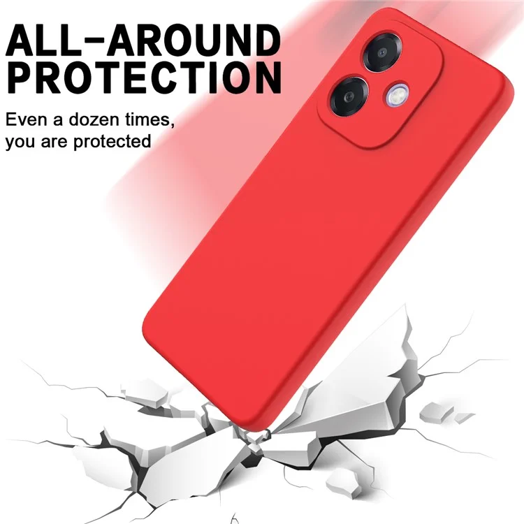 For Oppo A3x 5G / A40 4G Case Liquid Silicone Anti-Scratch Phone Cover with Hand Strap - Red-Cellmalls