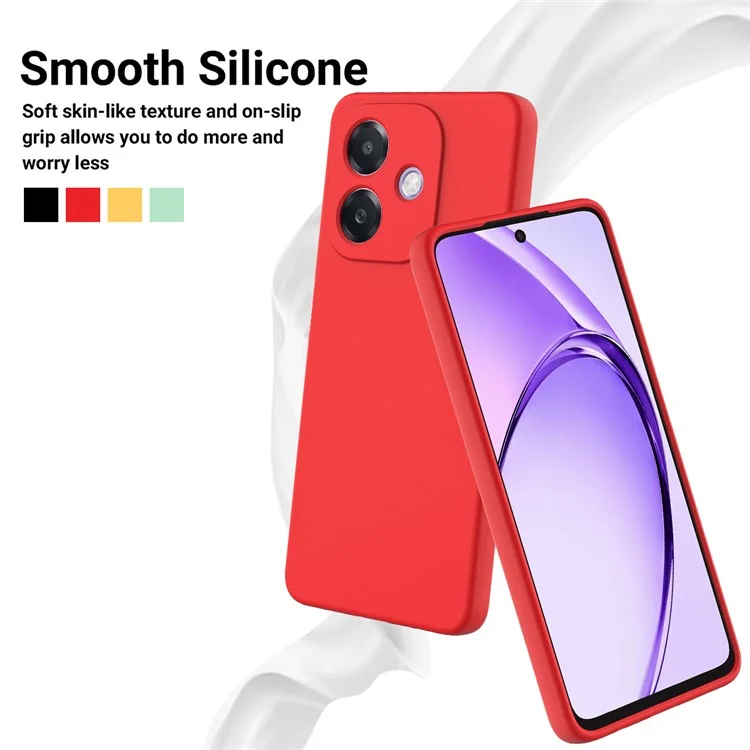 For Oppo A3x 5G / A40 4G Case Liquid Silicone Anti-Scratch Phone Cover with Hand Strap - Red-Cellmalls