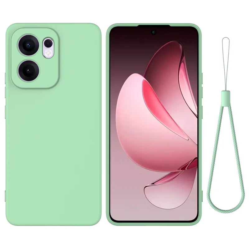For Oppo Reno13 F 5G / Oppo Reno13 F 4G Liquid Silicone Case Phone Back Cover with Hand Strap - Black-Cellmalls