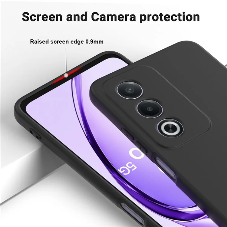 For Oppo A80 5G Case Liquid Silicone Anti-Scratch Phone Cover with Hand Strap - Black-Cellmalls