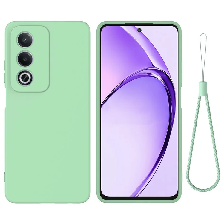 For Oppo A80 5G Case Liquid Silicone Anti-Scratch Phone Cover with Hand Strap - Black-Cellmalls