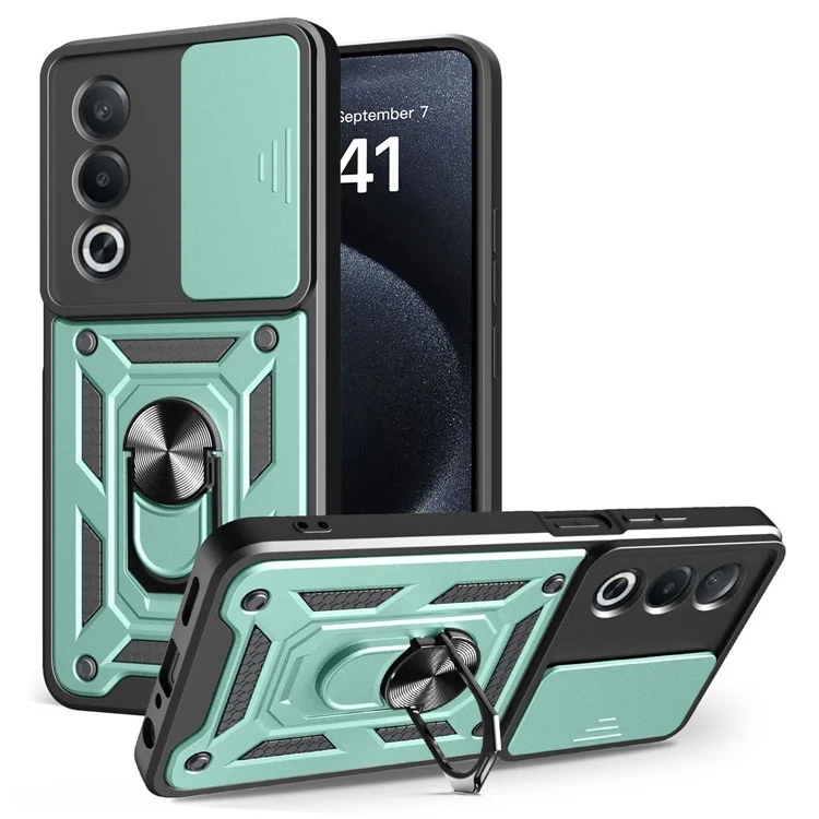 For Oppo A3 Pro (India) 5G  /  A80 5G Case with Slide Camera Lid PC + TPU Kickstand Phone Cover - Black-Cellmalls