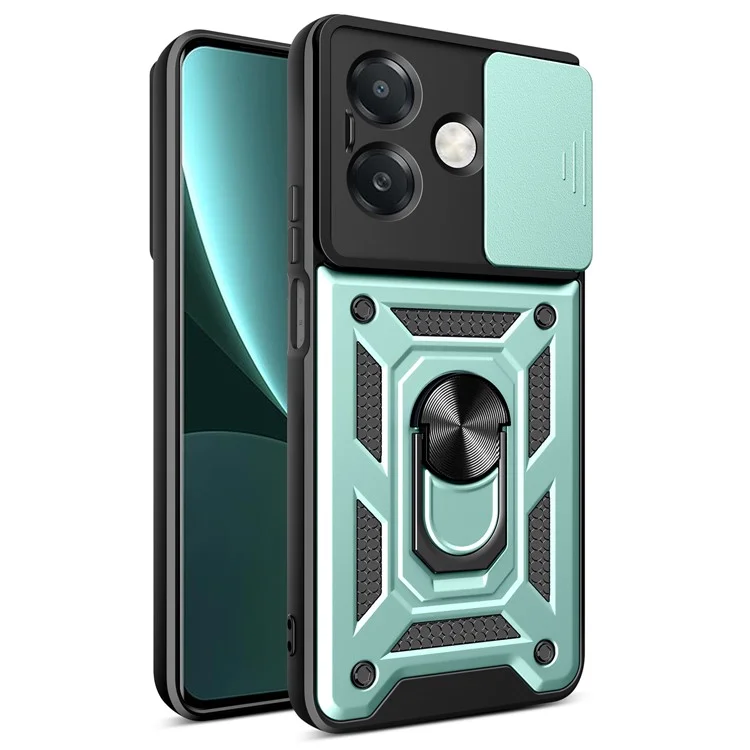 For Oppo A40 5G / A40 4G / A60 5G / A3x 5G (India) / A3x 4G Case with Slide Camera Lid PC+TPU Kickstand Phone Cover - Black-Cellmalls