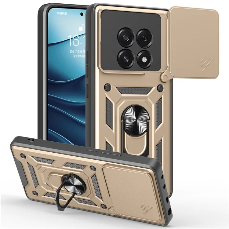 For Oppo F29 5G  /  A5 5G Case with Slide Camera Lid PC + TPU Kickstand Phone Cover - Black-Cellmalls