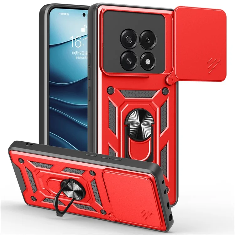 For Oppo F29 5G  /  A5 5G Case with Slide Camera Lid PC + TPU Kickstand Phone Cover - Black-Cellmalls