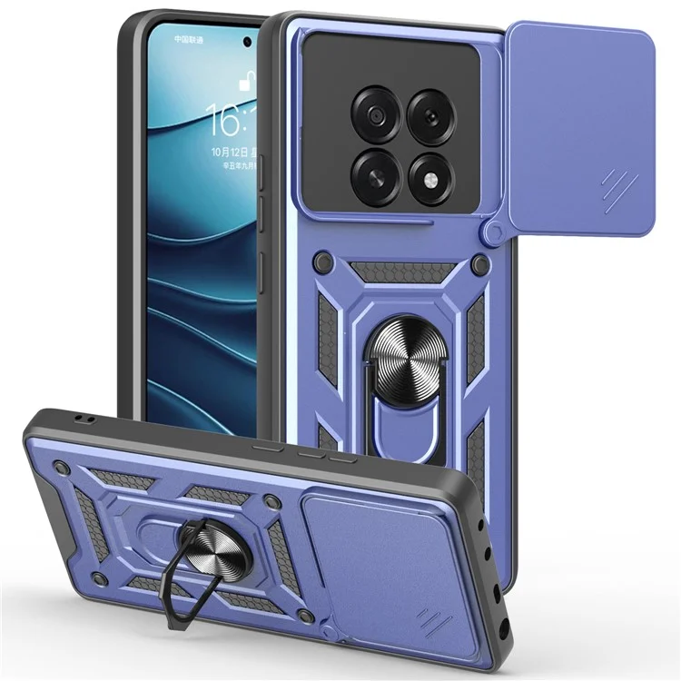 For Oppo F29 5G  /  A5 5G Case with Slide Camera Lid PC + TPU Kickstand Phone Cover - Black-Cellmalls