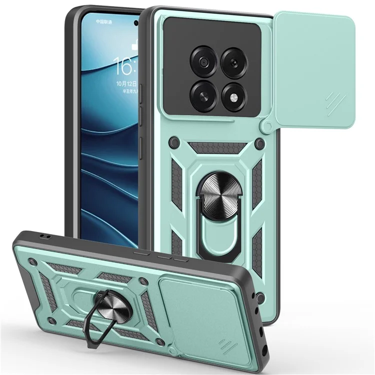 For Oppo F29 5G  /  A5 5G Case with Slide Camera Lid PC + TPU Kickstand Phone Cover - Black-Cellmalls