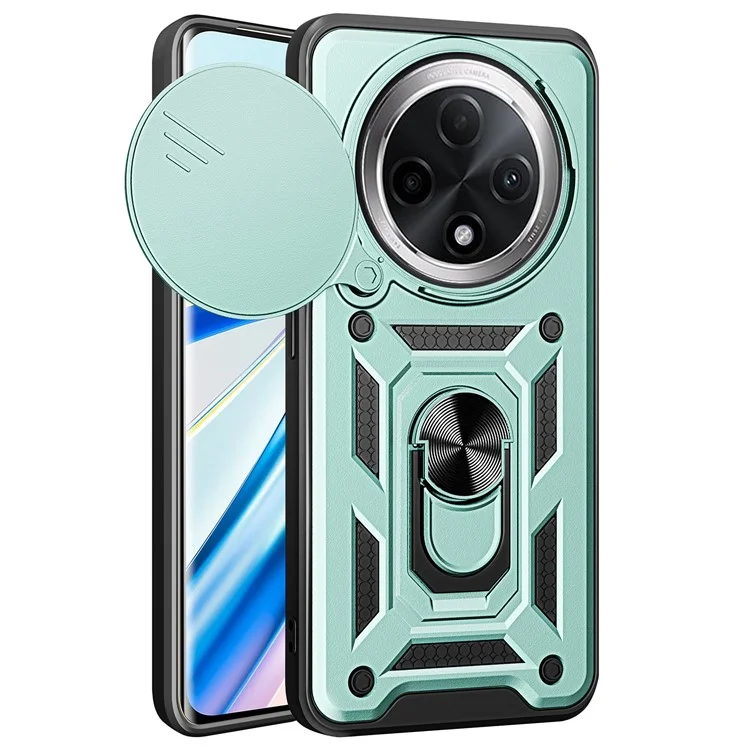 For Oppo F27 Pro 5G / F27 Pro+ 5G Case with Slide Camera Lid PC+TPU Kickstand Phone Cover - Black-Cellmalls