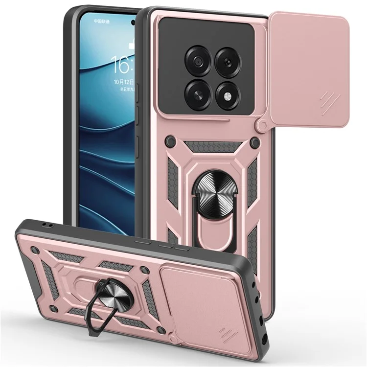 For Oppo F29 5G  /  A5 5G Case with Slide Camera Lid PC + TPU Kickstand Phone Cover - Black-Cellmalls