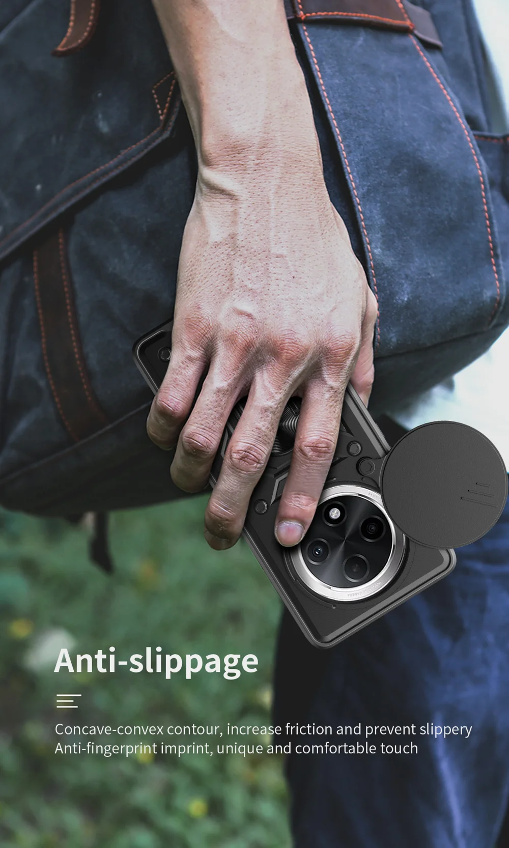 For Oppo F27 Pro 5G / F27 Pro+ 5G Case with Slide Camera Lid PC+TPU Kickstand Phone Cover - Black-Cellmalls