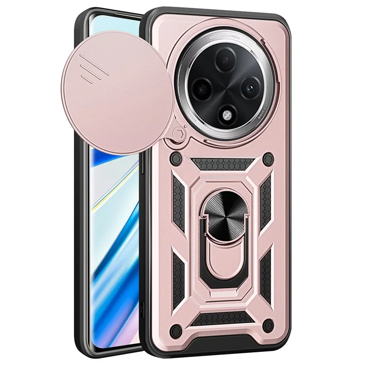 For Oppo F27 Pro 5G / F27 Pro+ 5G Case with Slide Camera Lid PC+TPU Kickstand Phone Cover - Black-Cellmalls