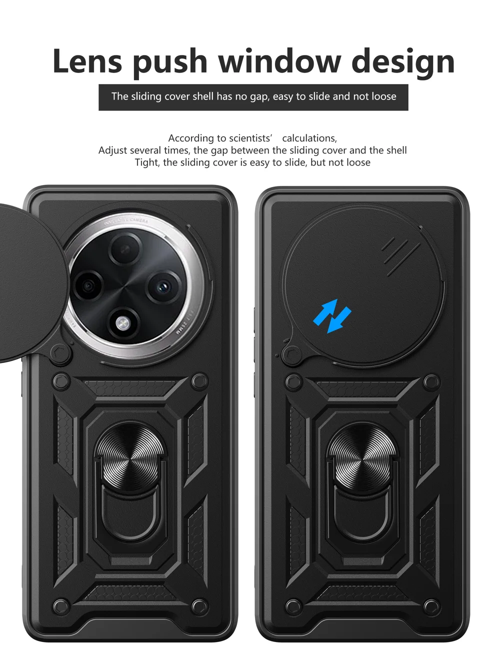 For Oppo F27 Pro 5G / F27 Pro+ 5G Case with Slide Camera Lid PC+TPU Kickstand Phone Cover - Black-Cellmalls