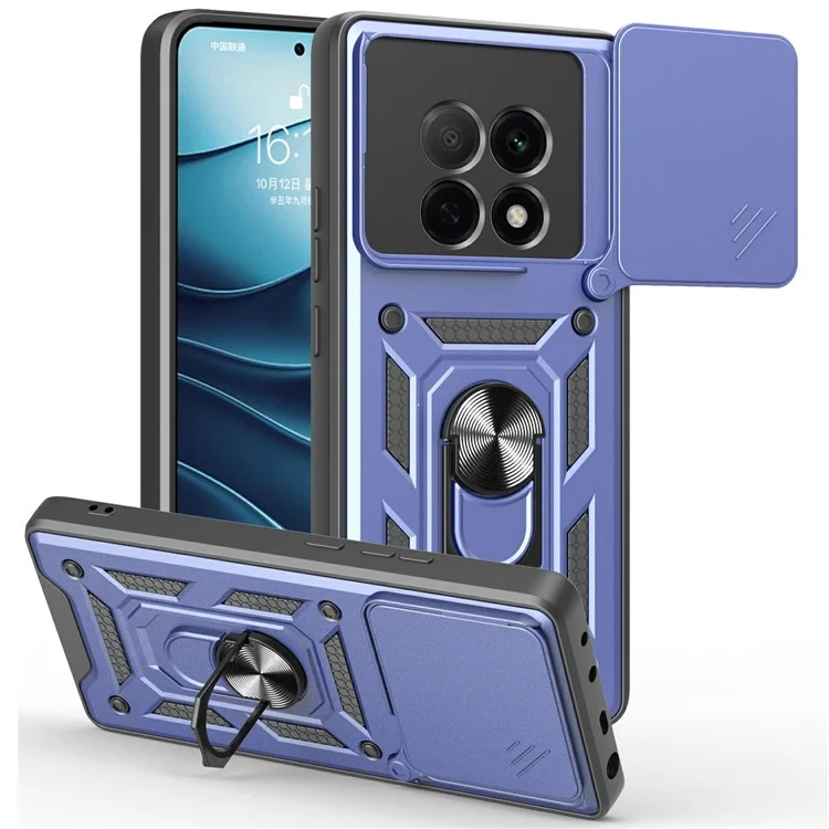 For Oppo F29 Pro 5G (Global) / A5 Pro 5G (China) Case with Slide Camera Lid PC + TPU Kickstand Phone Cover - Black-Cellmalls