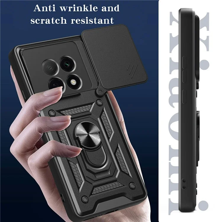 For Oppo F29 Pro 5G (Global) / A5 Pro 5G (China) Case with Slide Camera Lid PC + TPU Kickstand Phone Cover - Black-Cellmalls